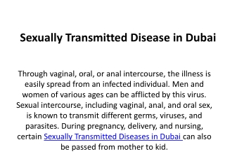 Sexually Transmitted Disease in Dubai