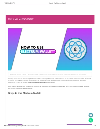 855-625-8271 How to Use Electrum Wallet?