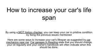 How to increase your car's life span
