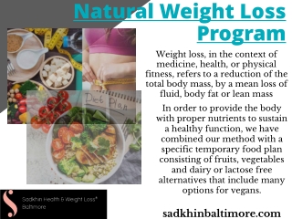 Natural Weight Loss Program Baltimore