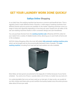 Washing Machine Online _ Sathya Online Shopping