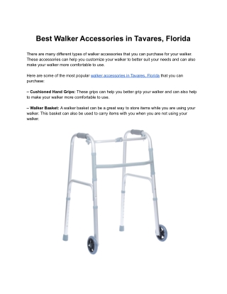 Best Walker Accessories in Tavares, Florida