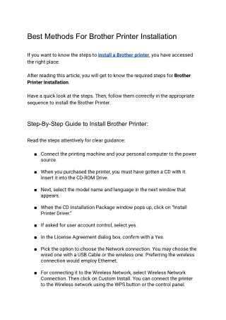 Best Methods For Brother Printer Installation |  1-855-277-9993