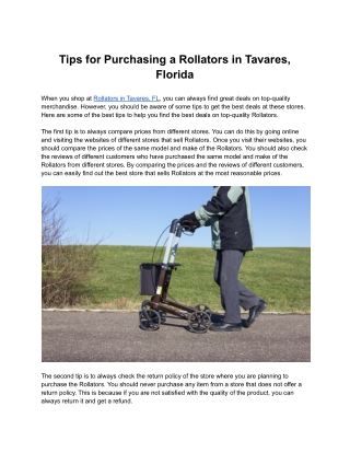 Tips for Purchasing a Rollators in Tavares, Florida