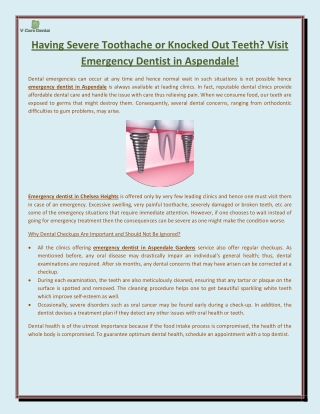 Having Severe Toothache or Knocked Out Teeth Visit Emergency Dentist in Aspendale