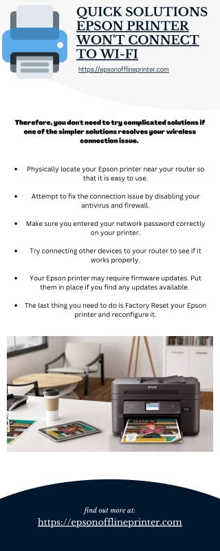 Epson Printer Won’t Connect to WiFi | Different Solution