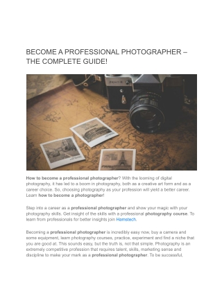 BECOME A PROFESSIONAL PHOTOGRAPHER – THE COMPLETE GUIDE