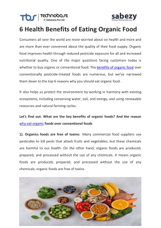 6 Health Benefits of Eating Organic Food