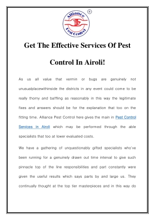 Pest Control Services in Airoli Call-9833024667