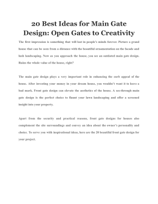 20 Best Ideas for Main Gate Design Open Gates to Creativity