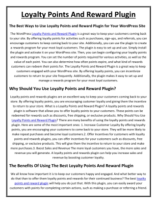 The Best Loyalty Points And Reward Plugin For Your Website