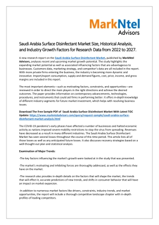 Saudi Arabia Surface Disinfectant Market