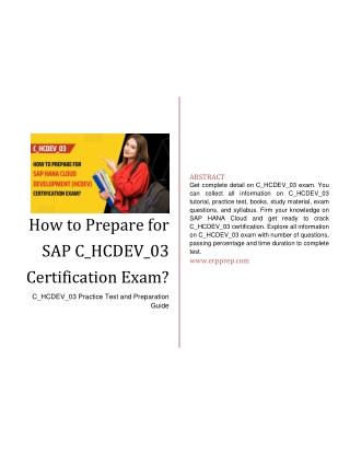 How to Prepare for SAP C_HCDEV_03 Certification Exam?