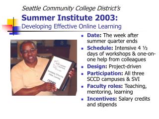 Seattle Community College District’s Summer Institute 2003: Developing Effective Online Learning