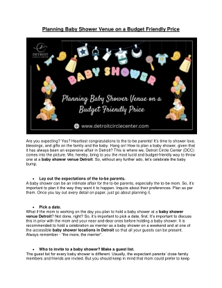 Planning Baby Shower Venue on a Budget Friendly Price