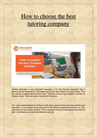 How to choose the best tutoring company