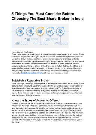5 Things You Must Consider Before Choosing The Best Share Broker In India