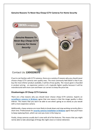 Genuine Reasons To Never Buy Cheap CCTV Cameras For Home Security