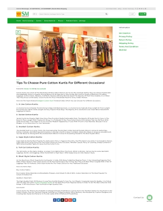 Tips To Choose Pure Cotton Kurtis For Different Occasions