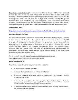 Polybutylene Succinate Market