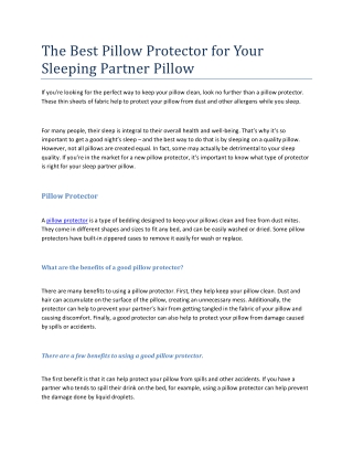 The Best Pillow Protector for Your Sleeping Partner Pillow