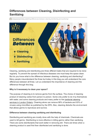 Differences between Cleaning Disinfecting and Sanitizing