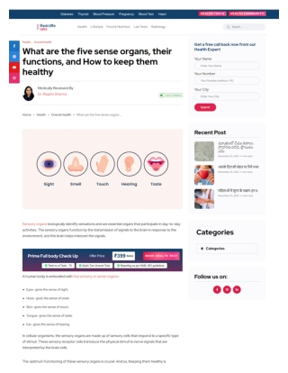 What are the five sense organs, their functions, and How to keep them healthy?