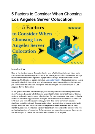 5 Factors to Consider When Choosing Los Angeles Server Colocation