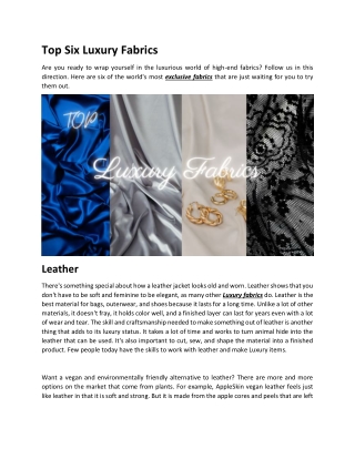 Top Six Luxury Fabrics