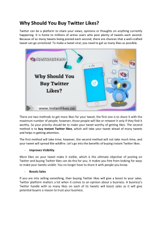 Why Should You Buy Twitter Likes - Instant Likes