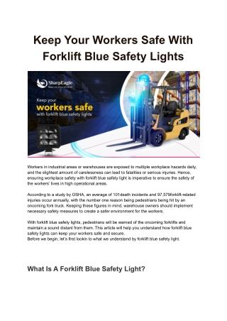 Keep Your Workers Safe With Forklift Blue Safety Lights