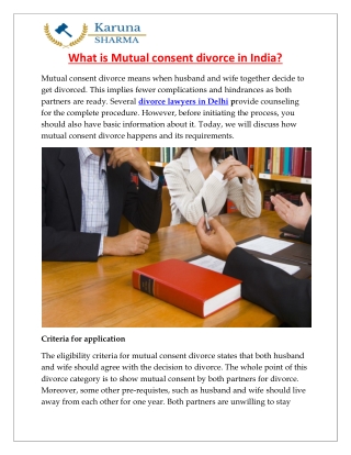 What is Mutual consent divorce in India