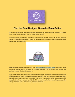 Find the Best Designer Shoulder Bags Online