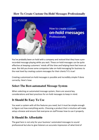 How To Create Custom On-Hold Messages Professionally