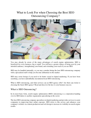 What to Look For when Choosing the Best SEO Outsourcing Company