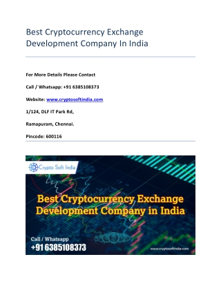 Best Cryptocurrency Exchange Development Company In India