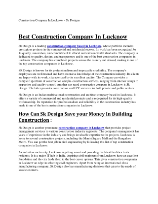 Construction Company In Lucknow
