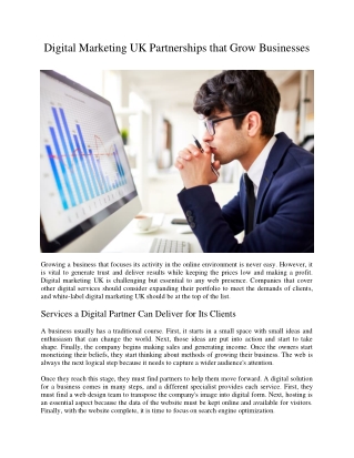 Digital Marketing UK Partnerships that Grow Businesses