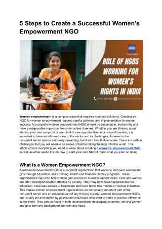 5 Steps to Create a Successful Women’s Empowerment NGO