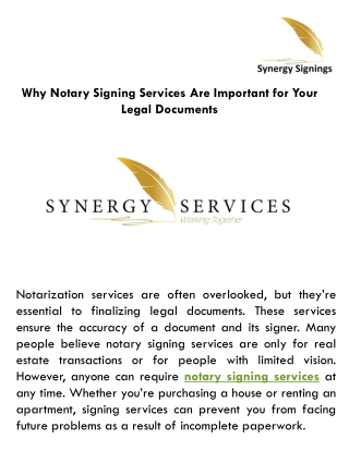 Why Notary Signing Services Are Important for Your Legal Documents