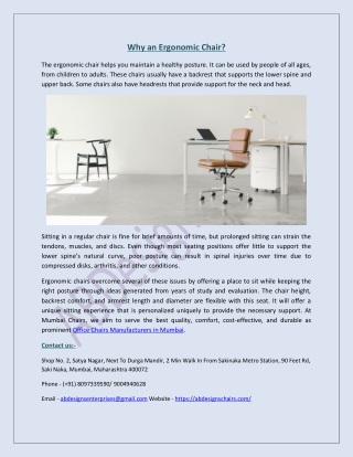 Why an Ergonomic Chair