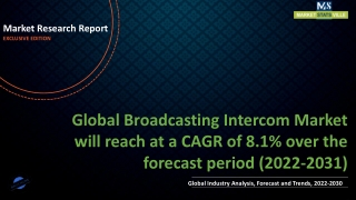 Broadcasting Intercom Market will reach at a CAGR of 8.1% over the forecast period (2022-2031)