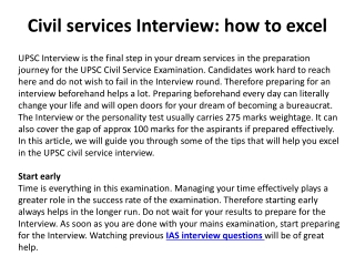 Civil services Interview: how to excel