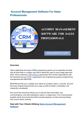 Account Management Software For Sales Professionals
