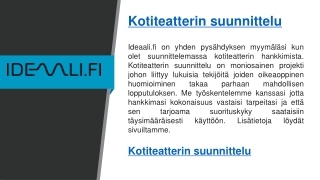 Kotiteatterin suunnittelu   ideaali.fi