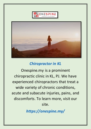 Chiropractor in Kl | Onespine.my