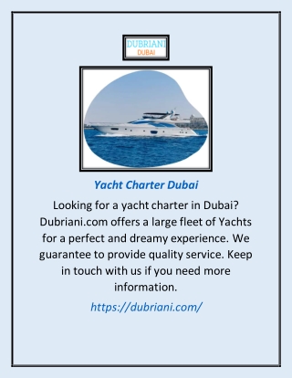 Yacht Charter Dubai | Dubriani.com