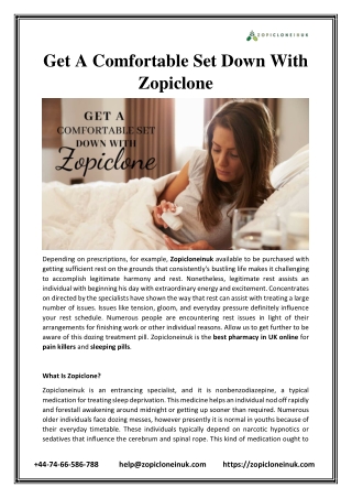 Get A Comfortable Set Down With Zopiclone