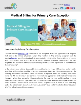 Medical Billing for Primary Care Exception