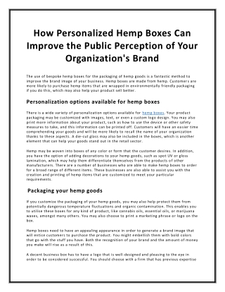How Personalized Hemp Boxes Can Improve the Public Perception of Your Organization